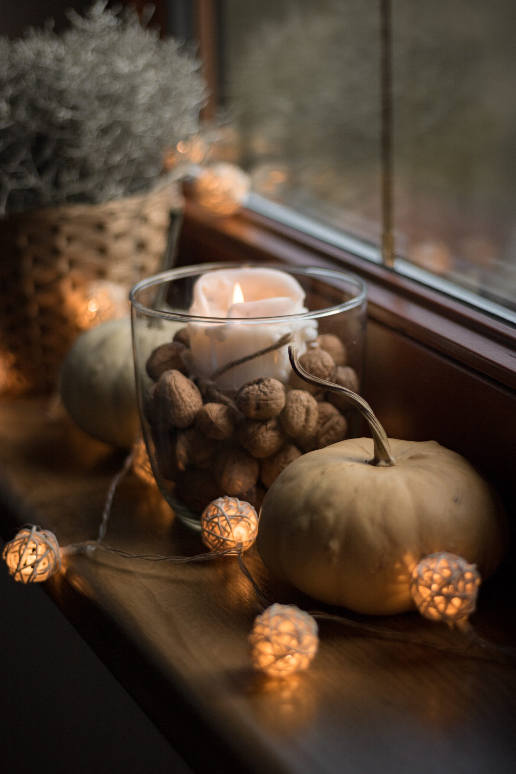 Fall pumpkin decoration with lights